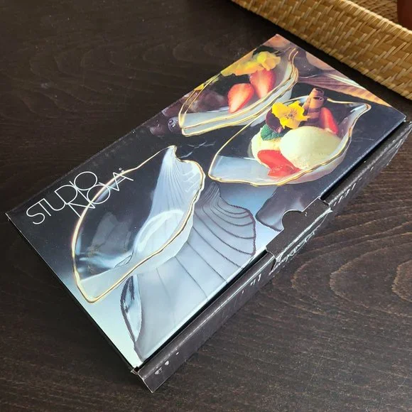 Studio Nova Set of 4 bowls with gold trim. ''Golden Leaf'' - Picture 2 of 6